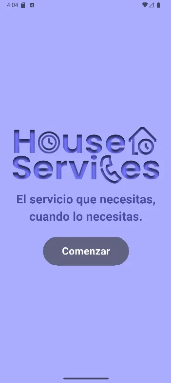 Pantalla de bienvenida de HouseServices