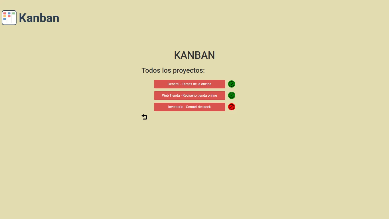 Lista de todos los proyectos, activos y archivados